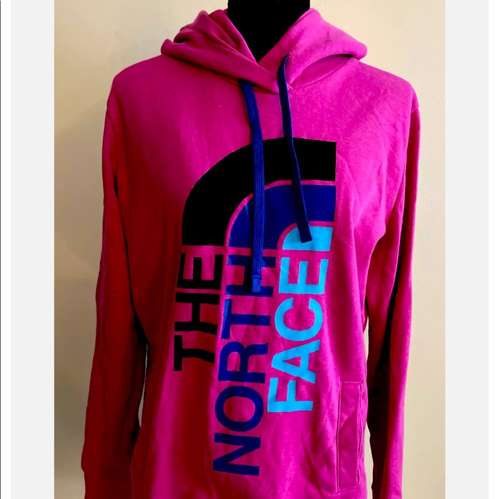 The North Face Womens PINK / MULTI Logo Sweatshirt Pullover Sweater Hoodie L